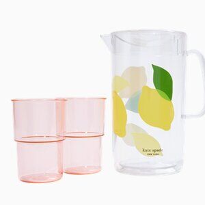 Kate Spade Lemon Pitcher & Cup Acrylic Set NIB